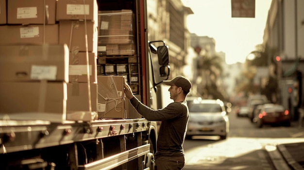 a man is looking at a box that says quot boxes quot