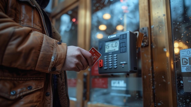 a man is looking at a digital clock that says  no smoking