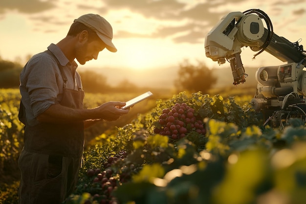 a man is looking at a tablet with a man reading a book