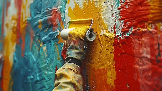 a man is painting a wall with a spray can that says quot spray quot