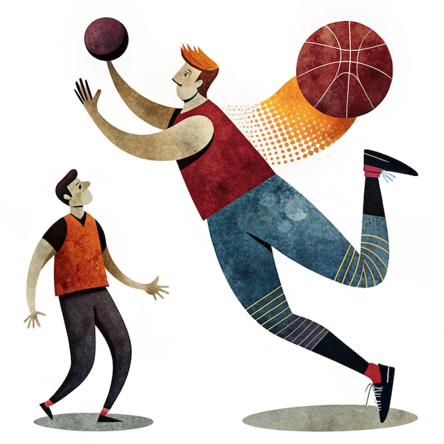 Photo a man is playing basketball with a man wearing a shirt that says quot the ball quot