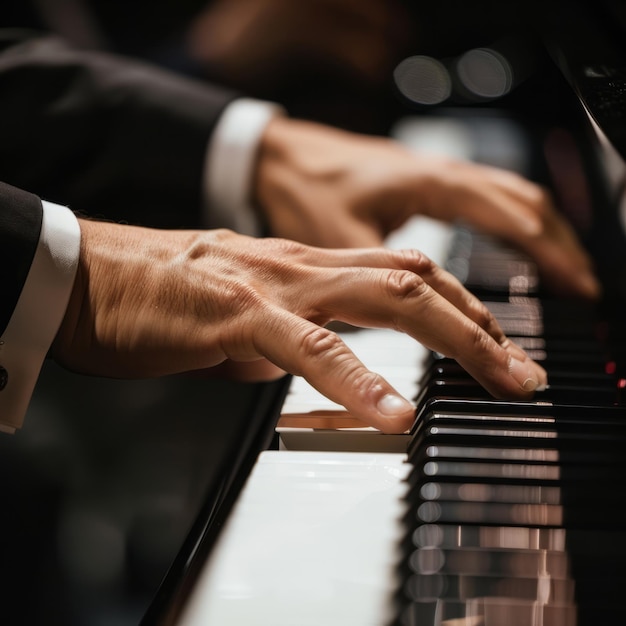 Photo a man is playing the piano with his hands