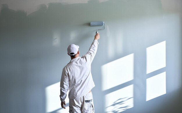 Photo a man is pointing to a wall with the word o on it