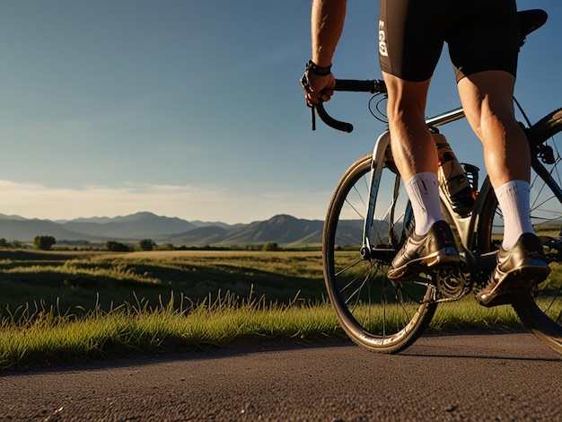 a man is riding a bike with the word on the front