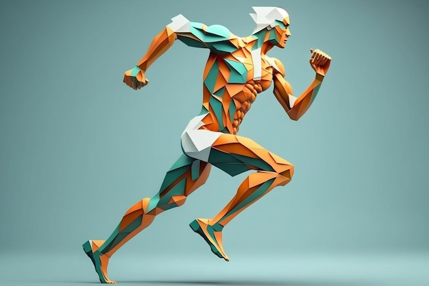 A man is running in a geometric figure.