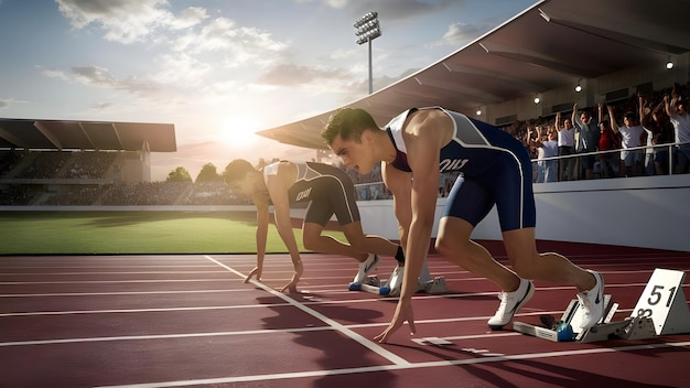 a man is running on a track with a blue shirt that says quot im on it quot