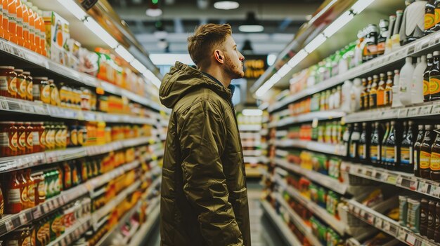 Man is shopping in the supermarket AI generated Image