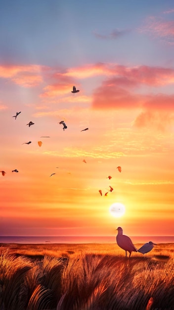 Photo a man is sitting on the beach and is watching the sunset