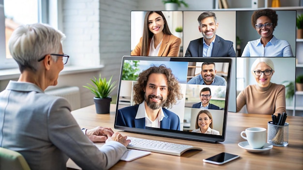 a man is sitting in front of a computer with several pictures of him