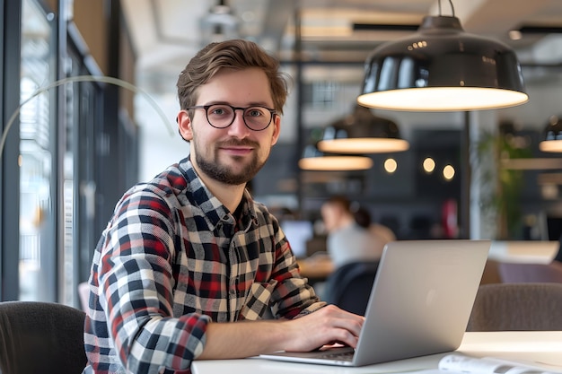 a man is sitting at a table with a laptop and a bottle of wine