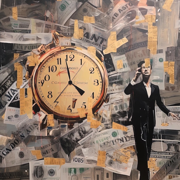 Photo a man is standing in front of a clock that says  euro