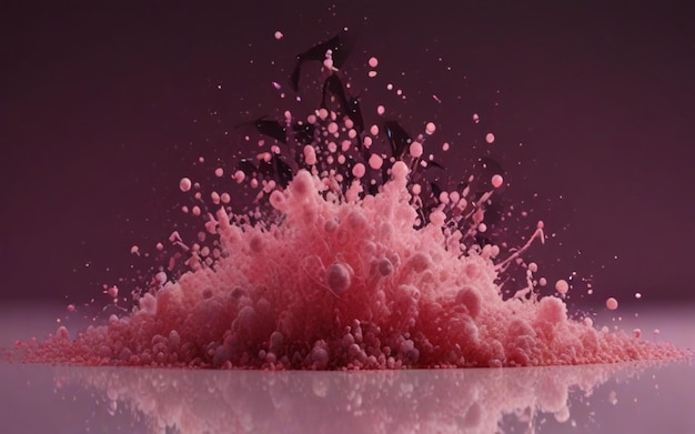 a man is standing in front of a splash of pink water