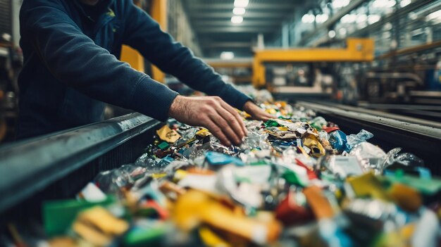 Photo a man is standing on a train with a lot of trash in it