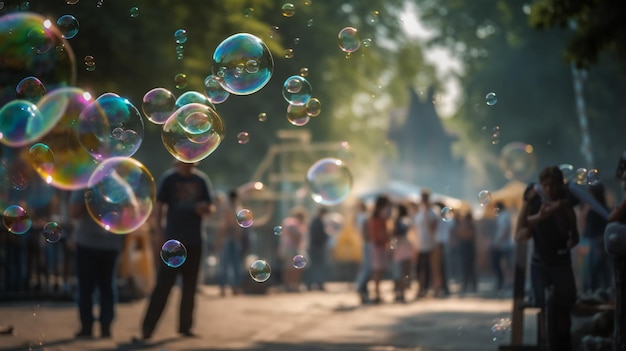 A man is surrounded by bubbles and the word bubble is on the front of the image.