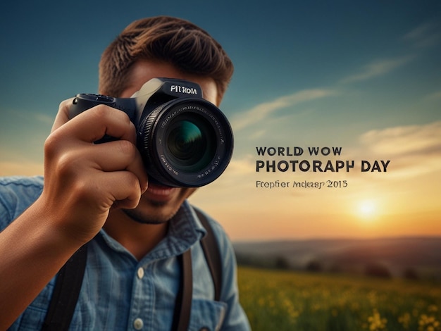 a man is taking a photo of a photographer with a camera lens