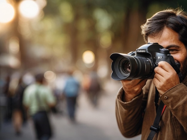 a man is taking a photo with a camera