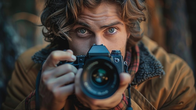 a man is taking a photo with a camera