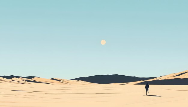 Photo a man is walking in the desert with a cow standing in the sand