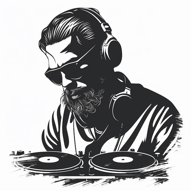 Photo a man is wearing headphones and is playing music