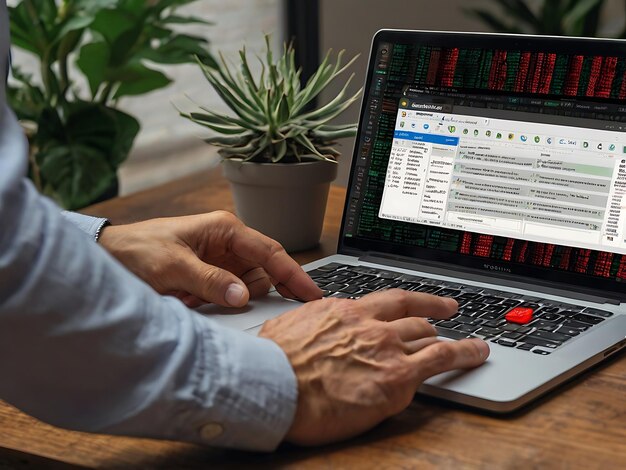 Photo a man is working on a laptop with a screen that says  open