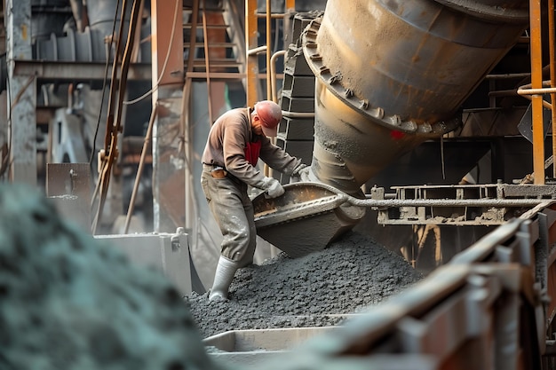 a man is working on a large metal tank with a large metal pipe in the background