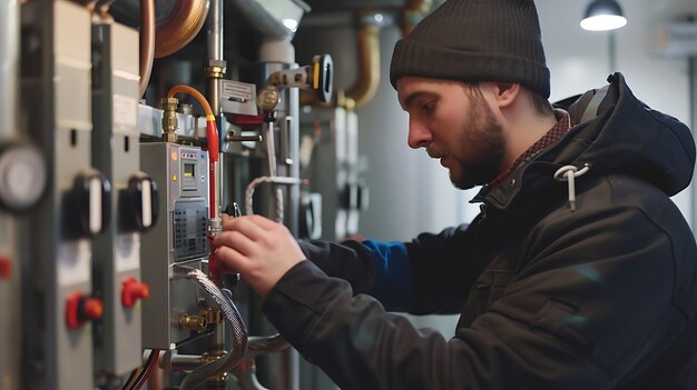 a man is working on a machine that has the number 2 on it