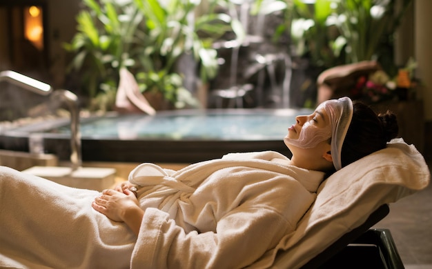 Photo a man is wrapped in a towel next to a pool