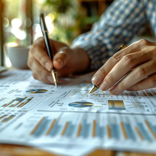 a man is writing on a paper with a pen in his hand