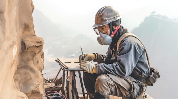 A man is writing on a piece of paper