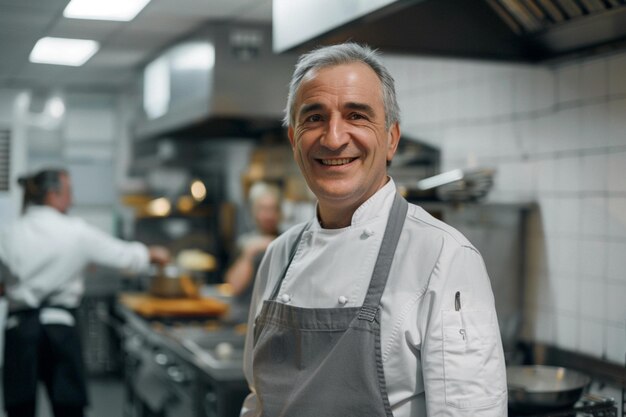 Photo a man in a kitchen with a shirt that says  chef