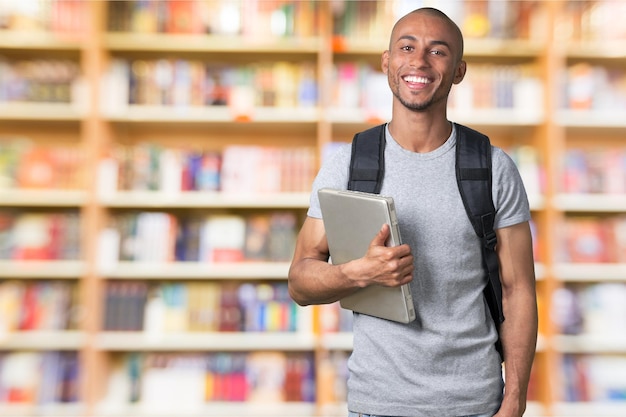 Man laptop student computer isolated holding person