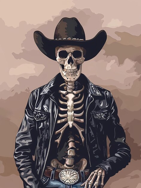 Photo a man in a leather jacket with a skull on the back