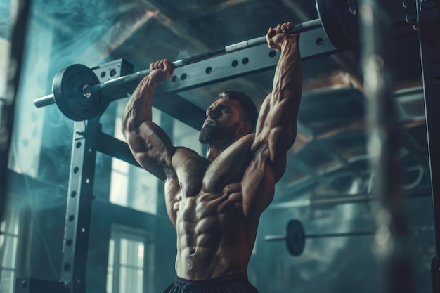 A man lifting weights in a gym suitable for fitness content