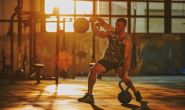 a man lifting weights with the words  no  on the back