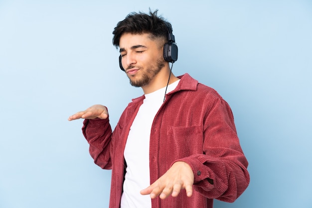 Man listening to music with headphones