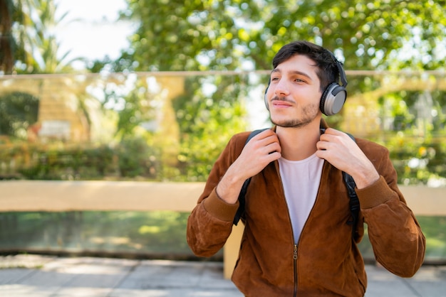 Man listening to music with headphones