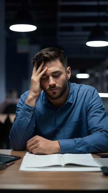 Man looking tired while working