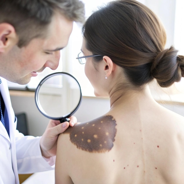 Photo a man looking at a woman with a magnifying glass