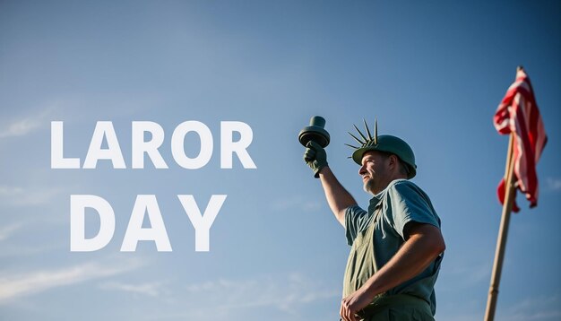 Photo a man in a military uniform holds up a dumbbell