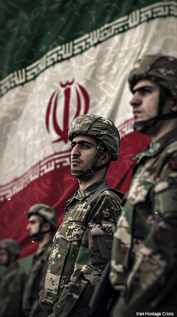 Photo a man in a military uniform stands in front of a flag that says  army