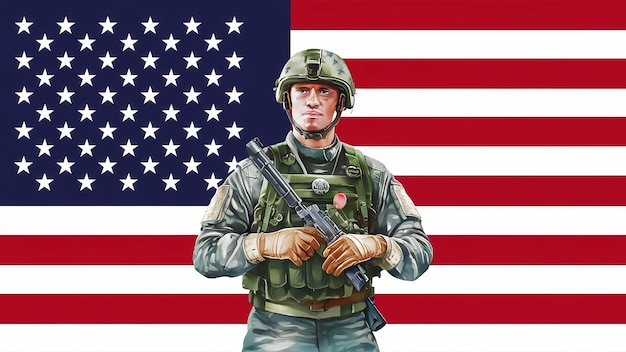 a man in a military uniform with a flag in the background