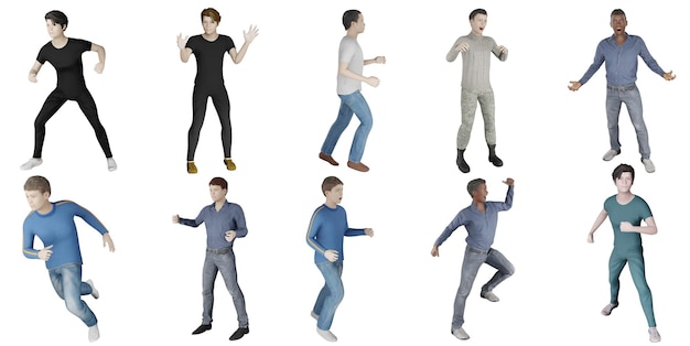 Man model avatar man model human character set included isolated white background with clipping path