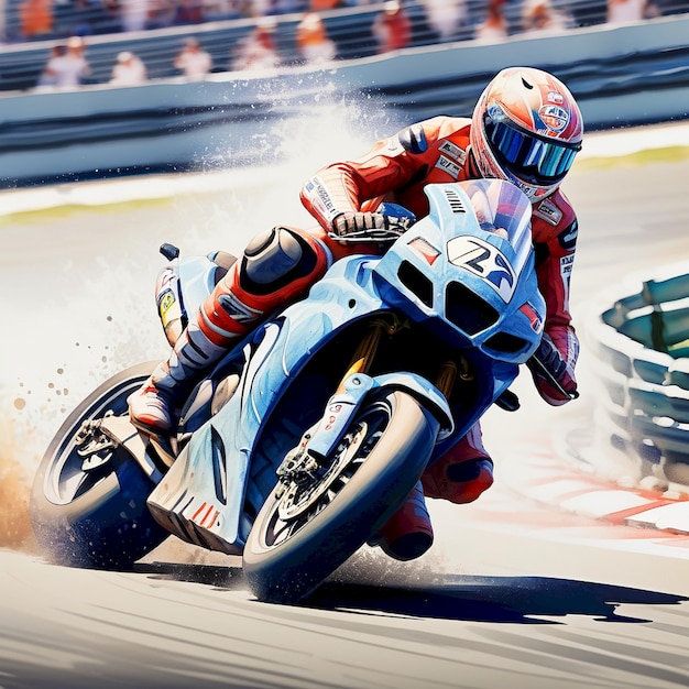 Photo a man on a motorcycle is racing on a track