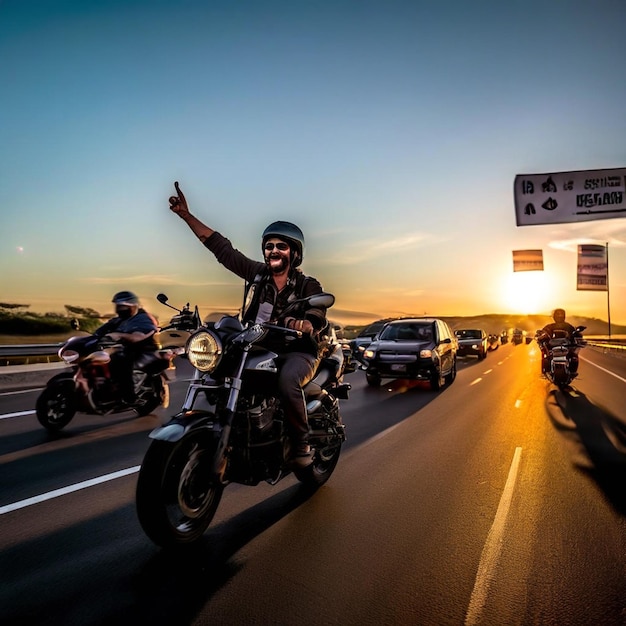 a man on a motorcycle is waving at a sign that says china