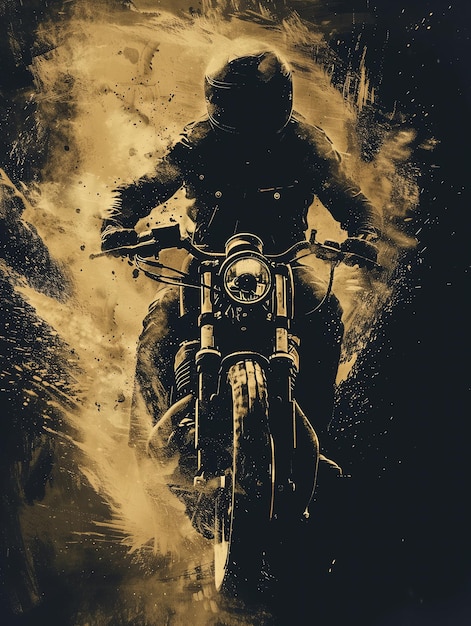 Photo a man on a motorcycle with a motorcycle in the background