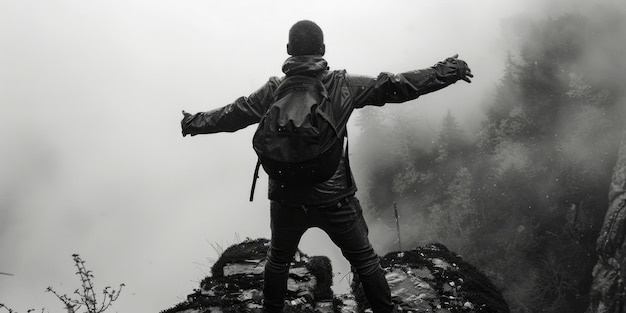 Photo man on mountain peak