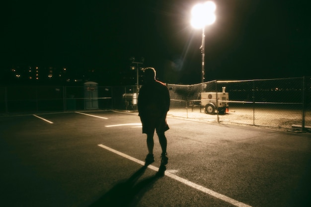 Man at night on the streets of the city