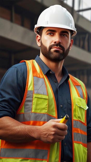 a man in an orange vest holds a banana in his hand Happy labor day