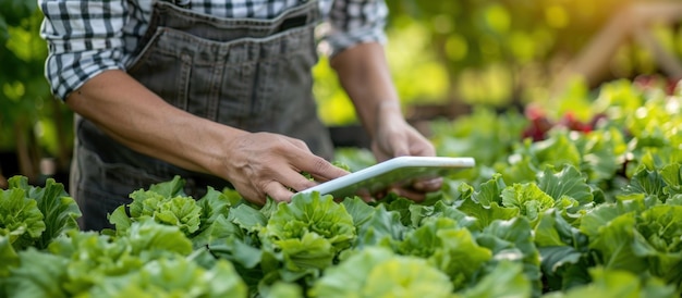 Man in overalls working in garden