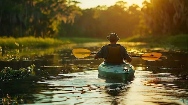 Man paddling a kayak in Florida